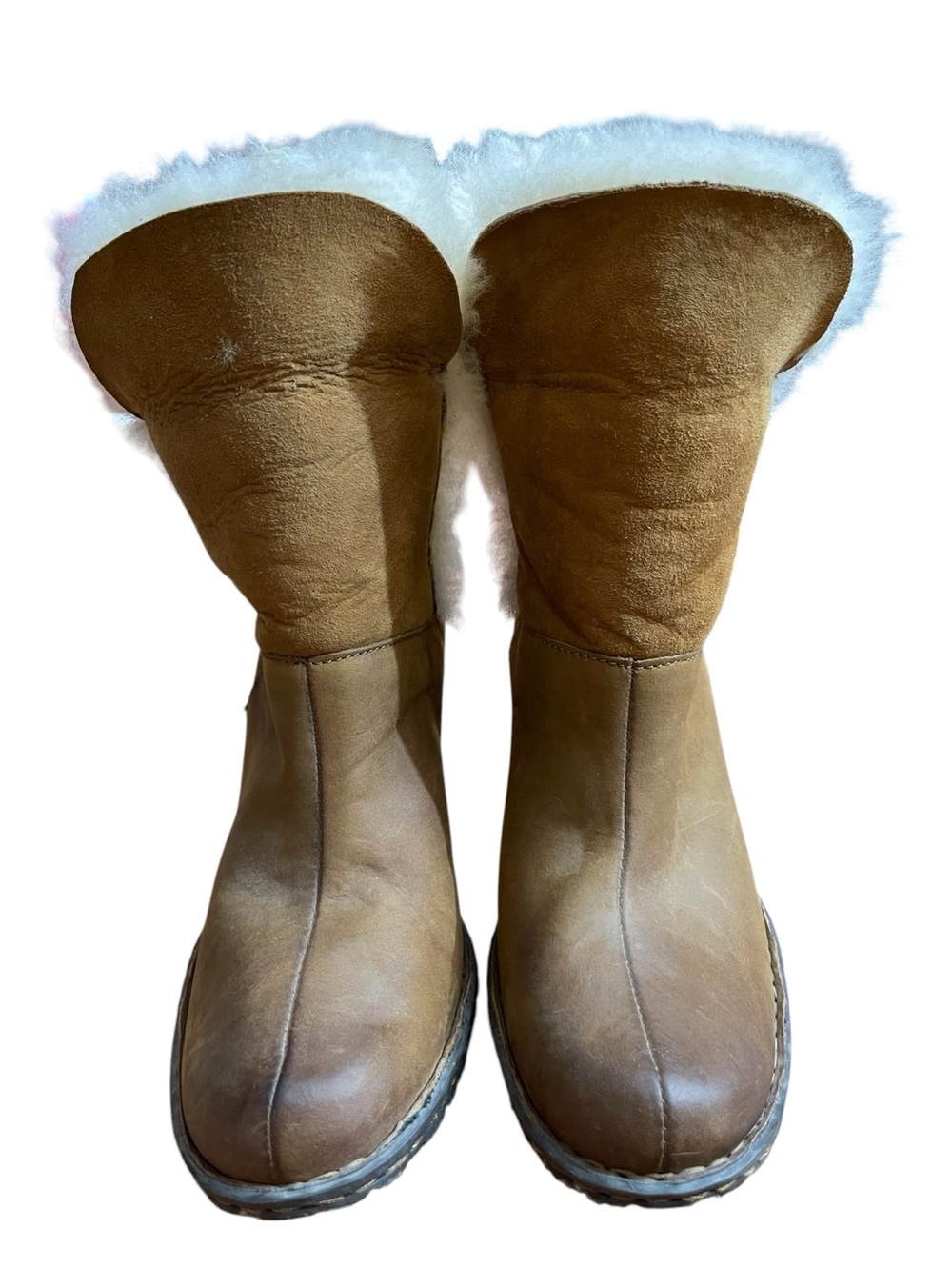 Born Donna Brown Leather Shearling Boots Genuine Sheepskin Lined Women’s 8 - Picture 7 of 13